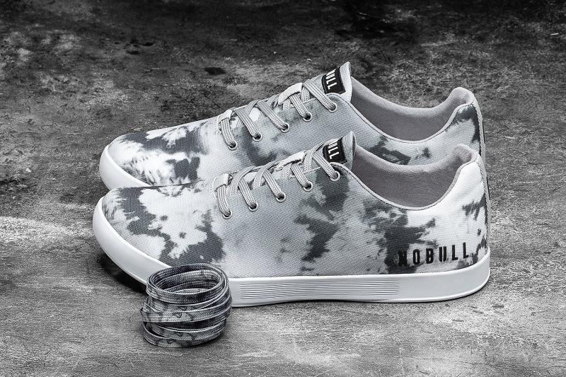 Men's Nobull Cloud Tie-Dye Canvas Trainers Dark / Grey | SG B2184E